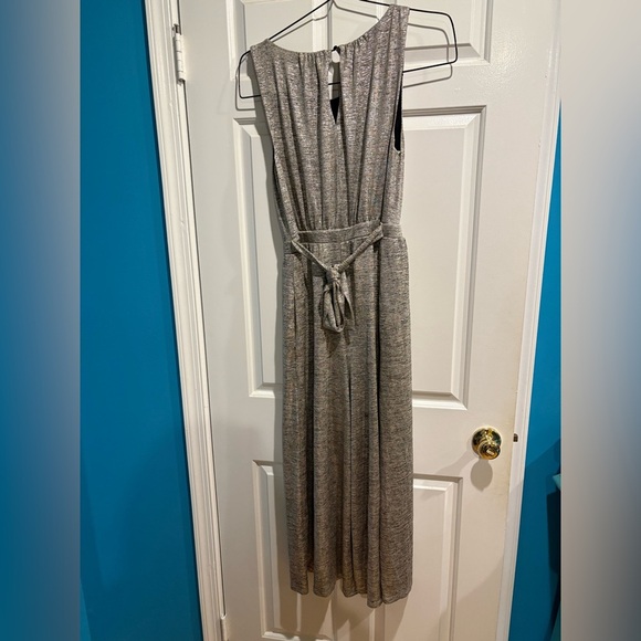 Anthropologie Meadow Rue Alchemist metallic silver sleeveless jumpsuit M new NWT - Picture 4 of 5